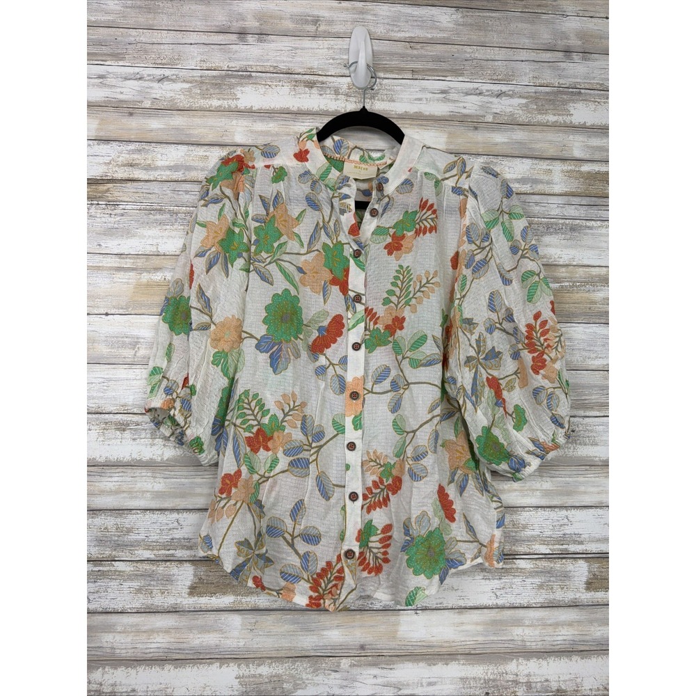 Maeve Anthropologie Woodland Walk Floral Puff Sleeve Blouse - Size 12